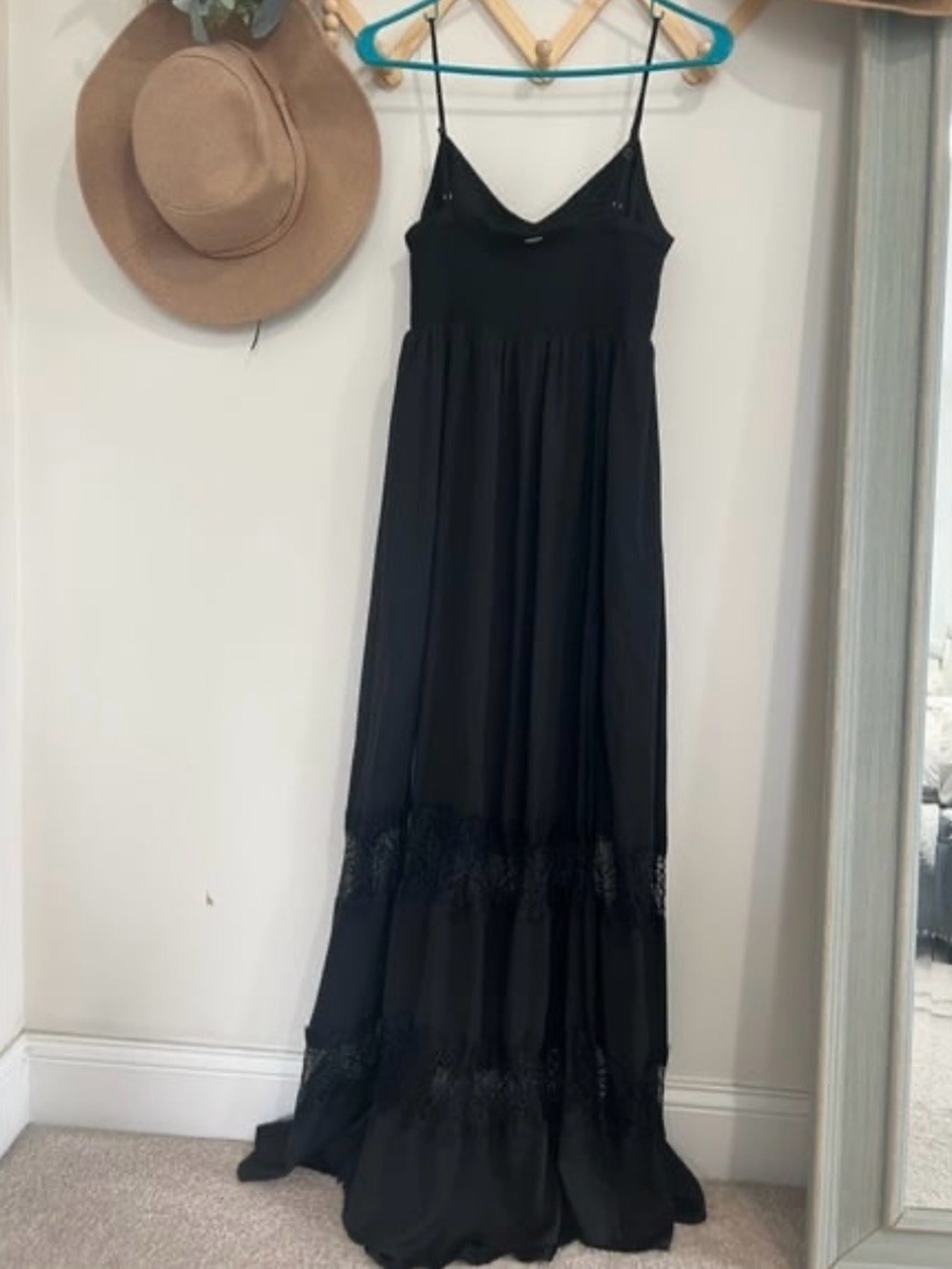 Bebe Black Boho Maxi Slit Dress